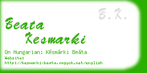 beata kesmarki business card